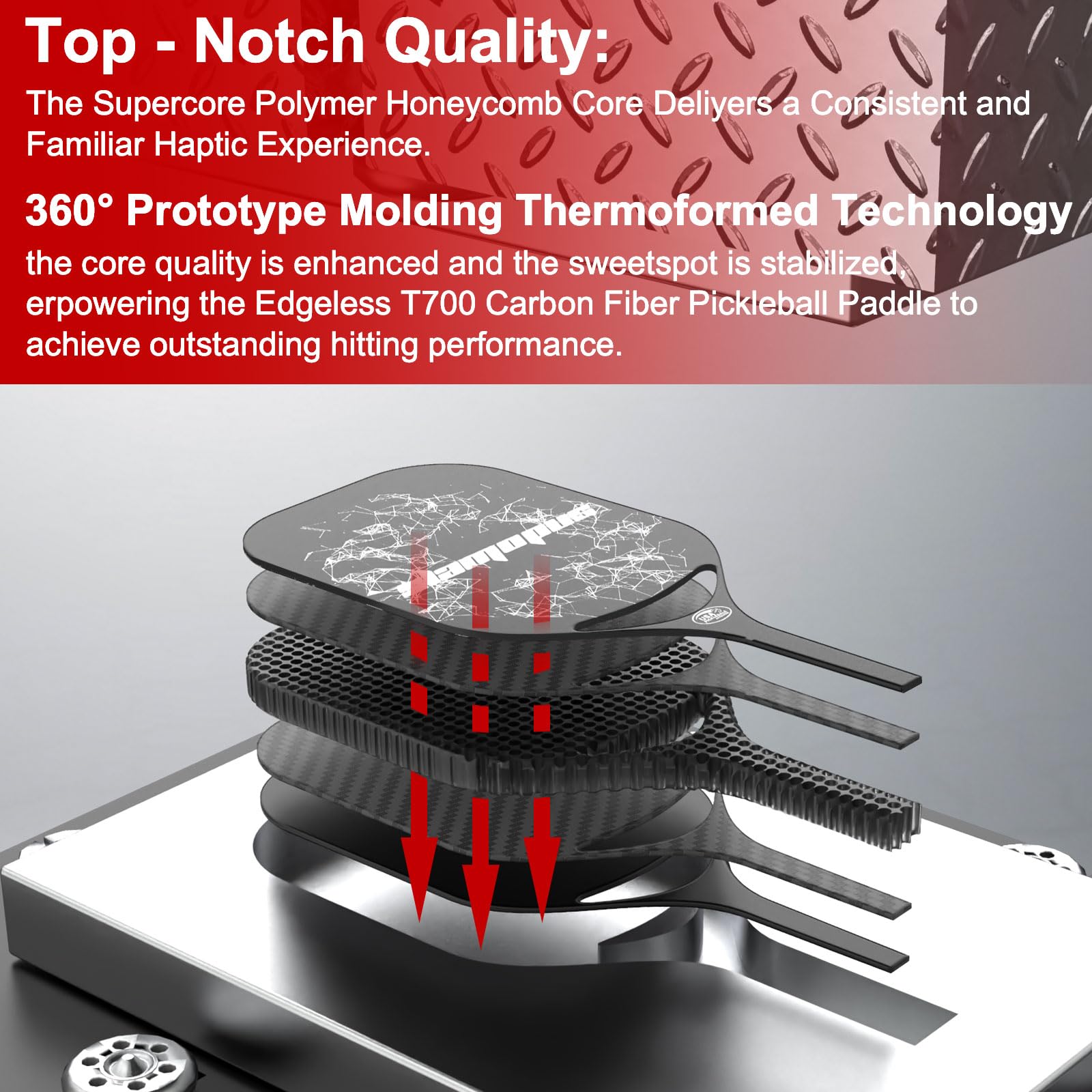 Amazon | エッジレスカーボンファイバーピックルボールパドル エアロ